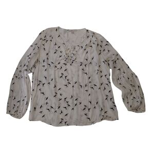 Esprit Cream Blouse with Black Bird Design